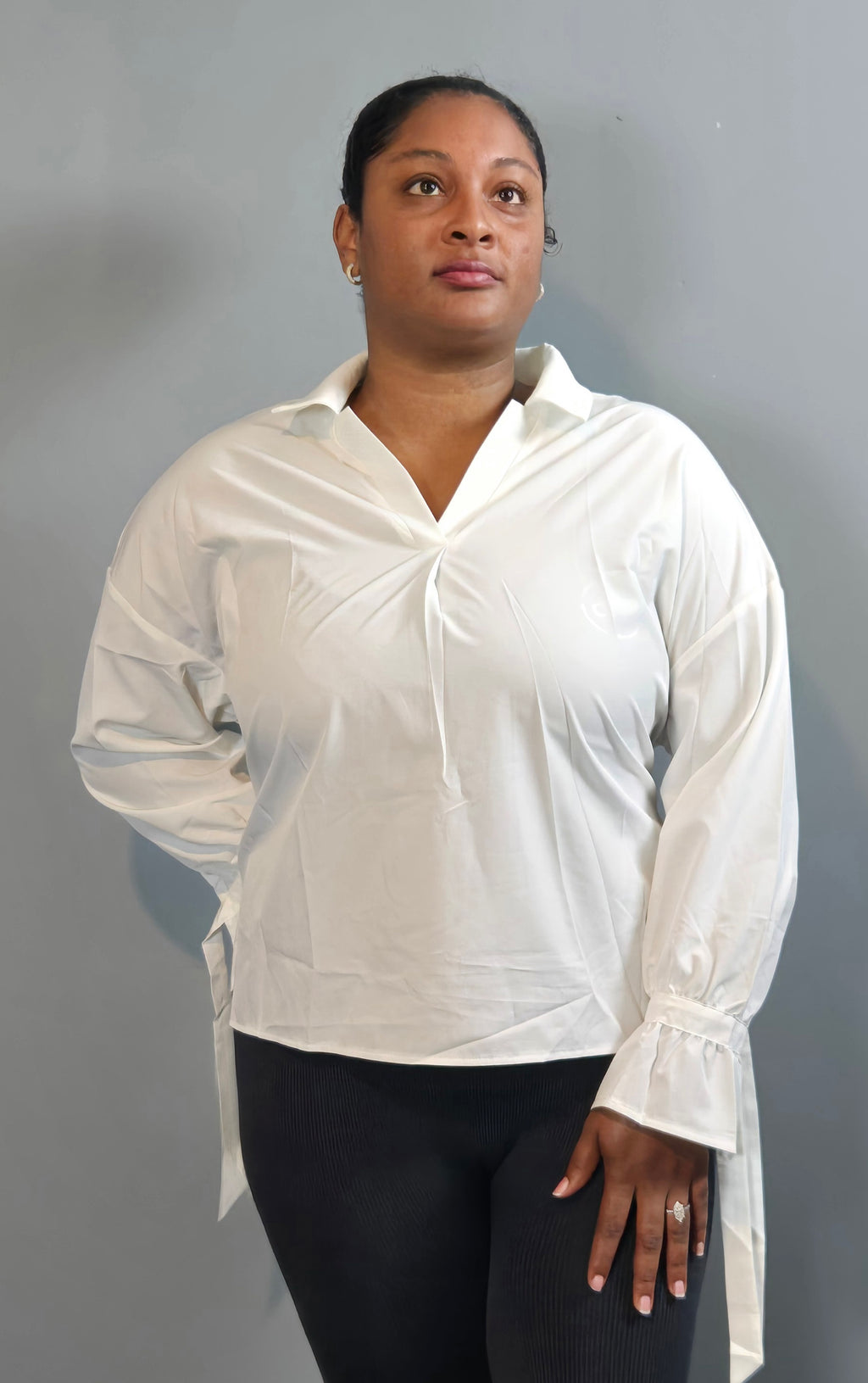 Collared Frill Sleeve Blouse