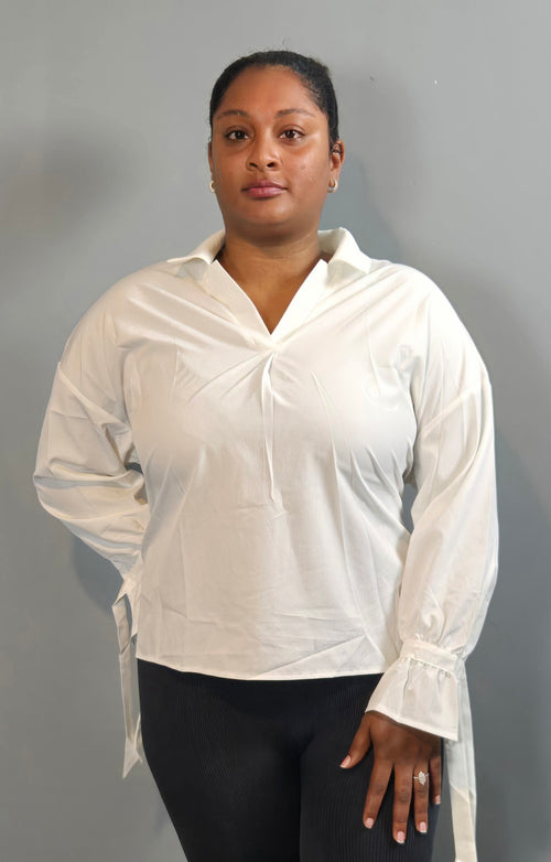 Collared Frill Sleeve Blouse