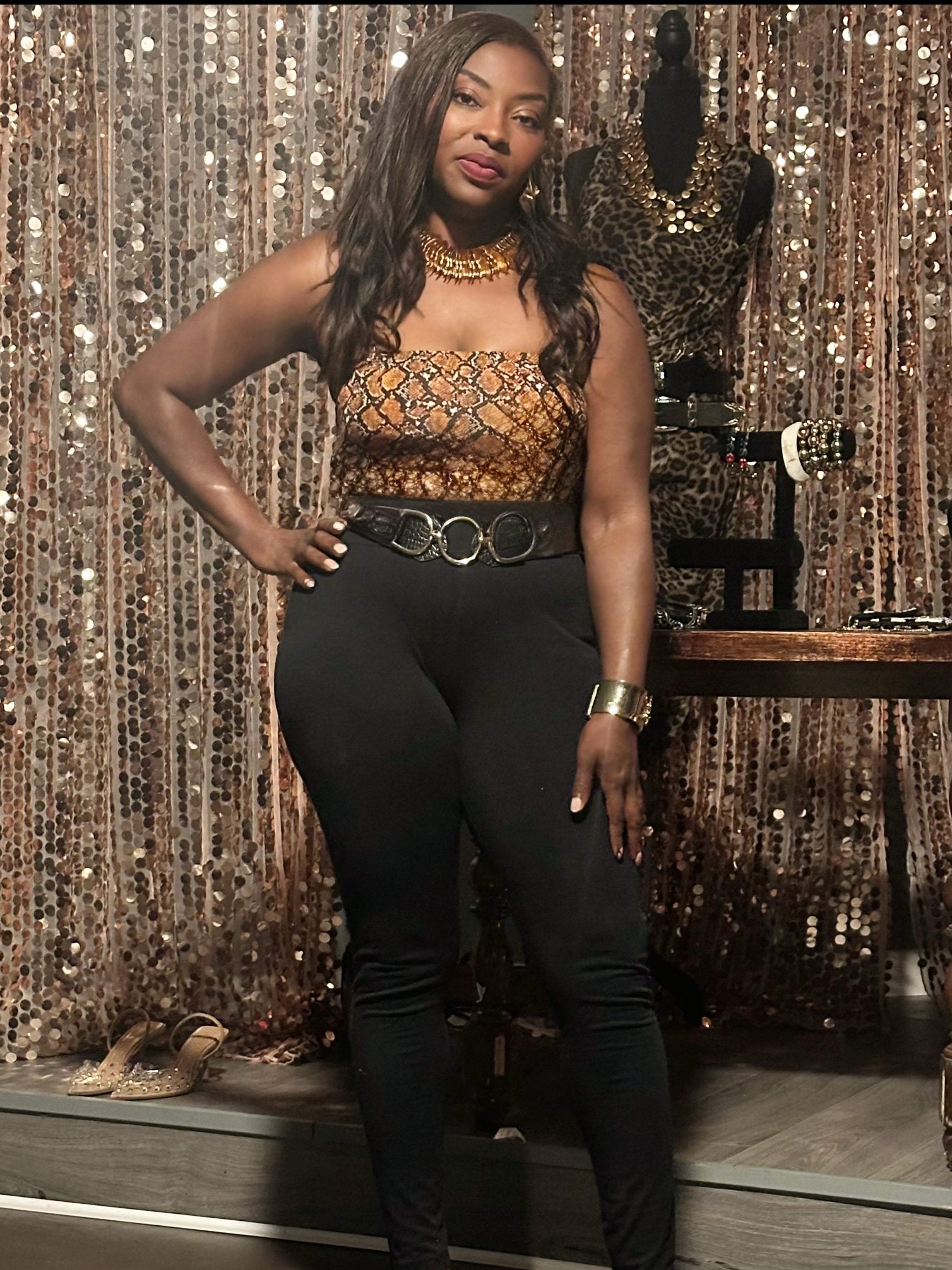 Snake Skin Print Cami Bodysuit