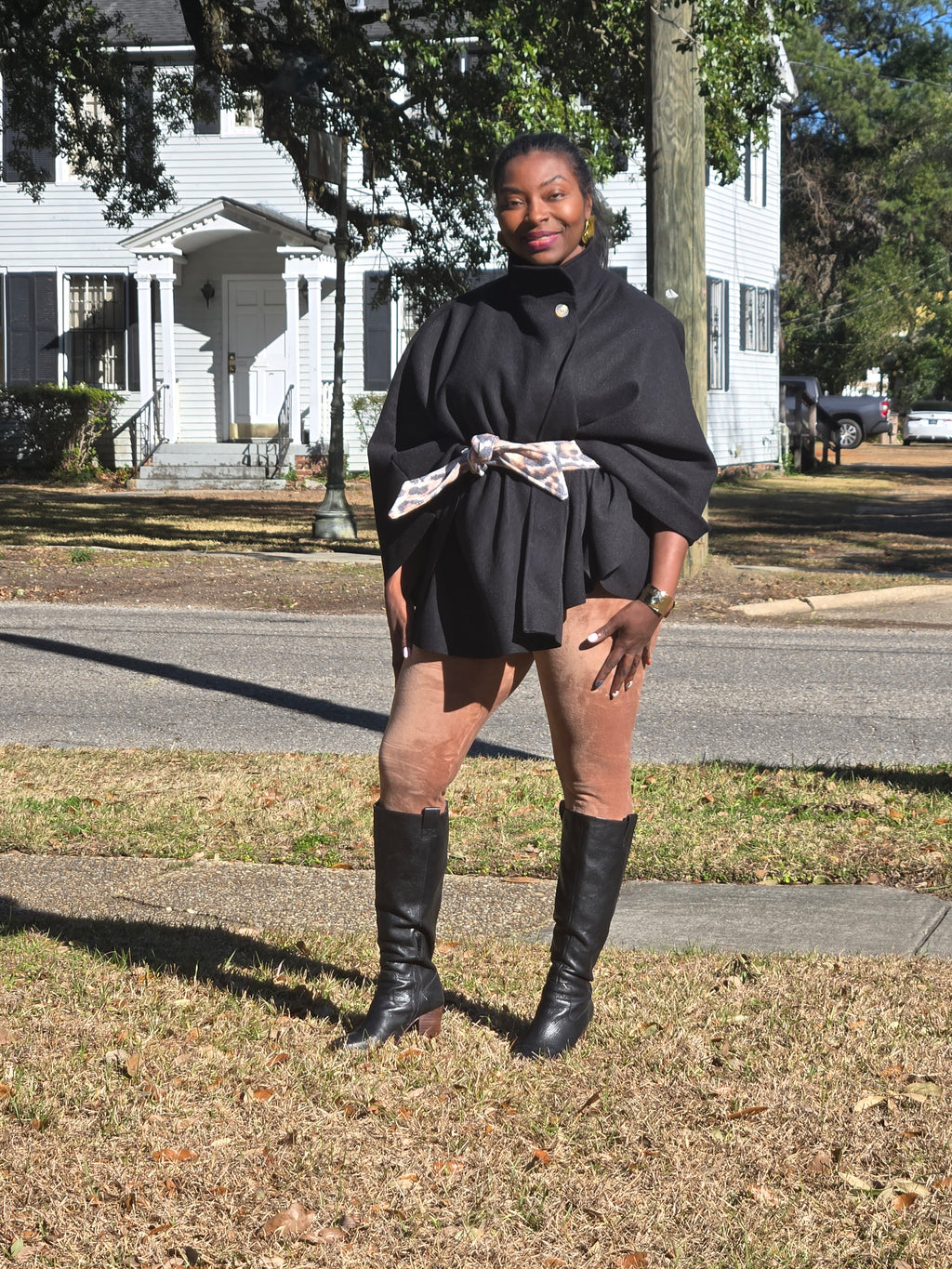 High Neck Tunic Cape