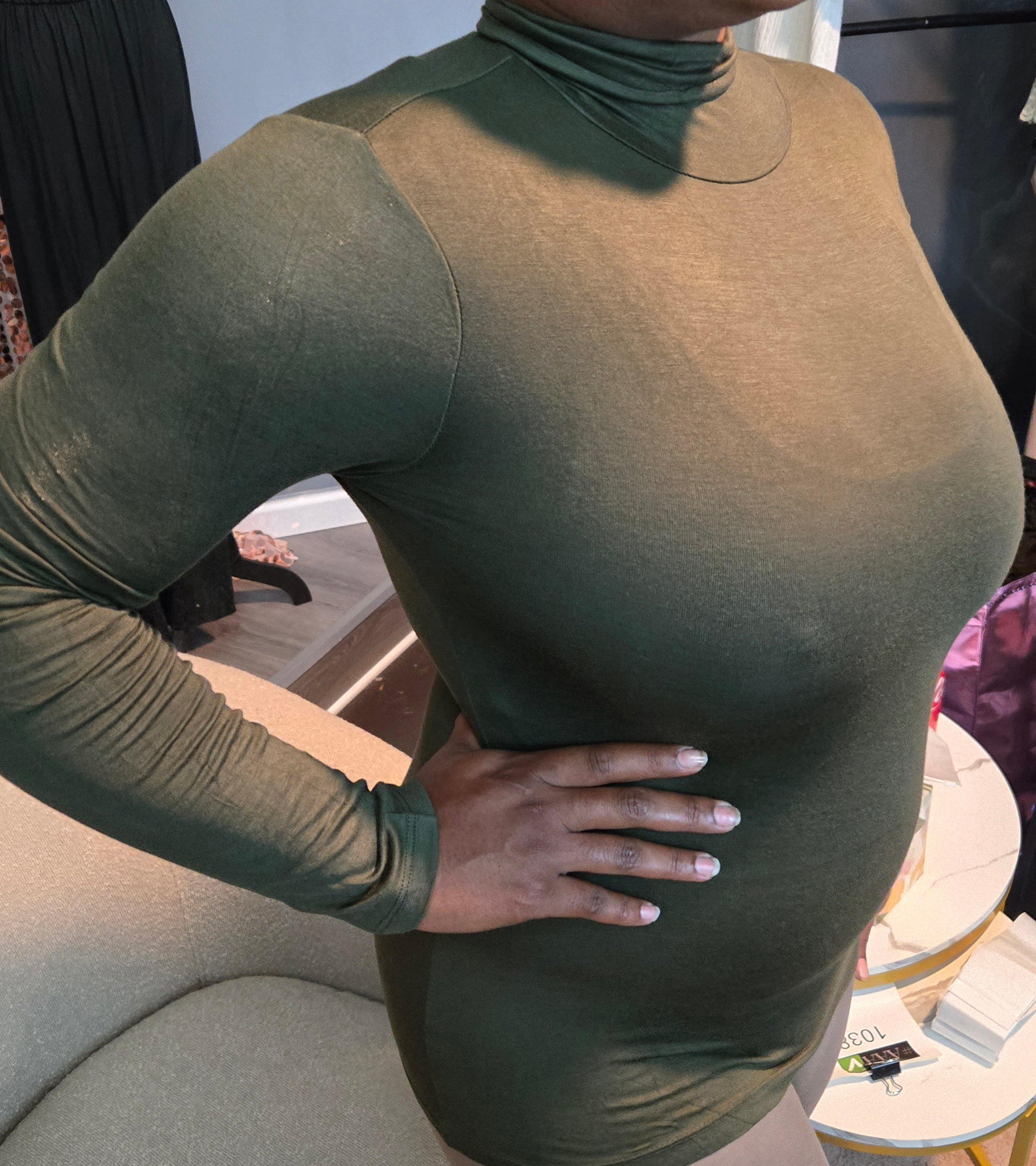 Long Sleeve Turtle Neck Rayon Jersey Spandex Top