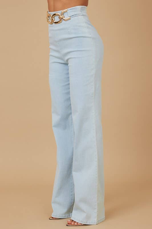 High Waist Washed Denim Pant