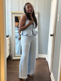 Blue Belle Peplum Jumpsuit