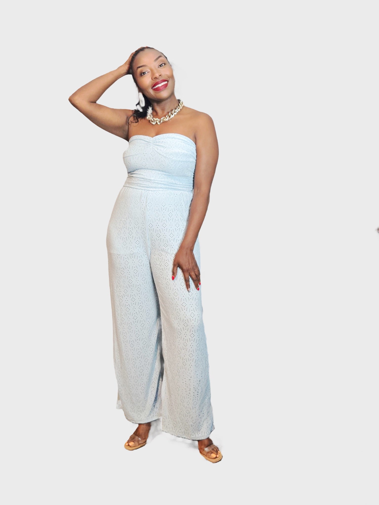 Ruched Tube Palazzo Jumpsuit