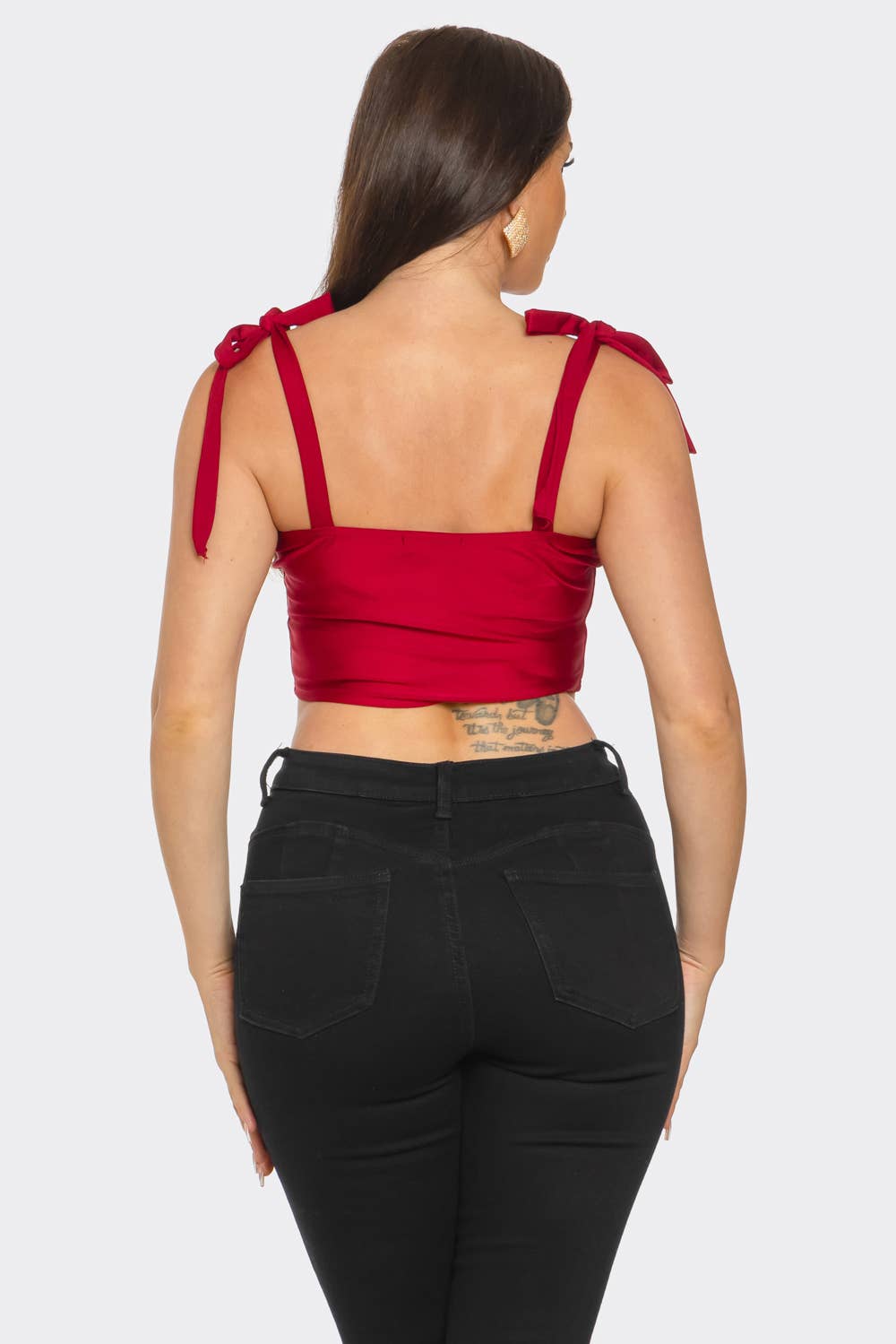 Front Shirring Bra Cup Shoulder Bow Straps Top