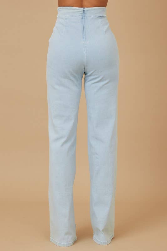High Waist Washed Denim Pant