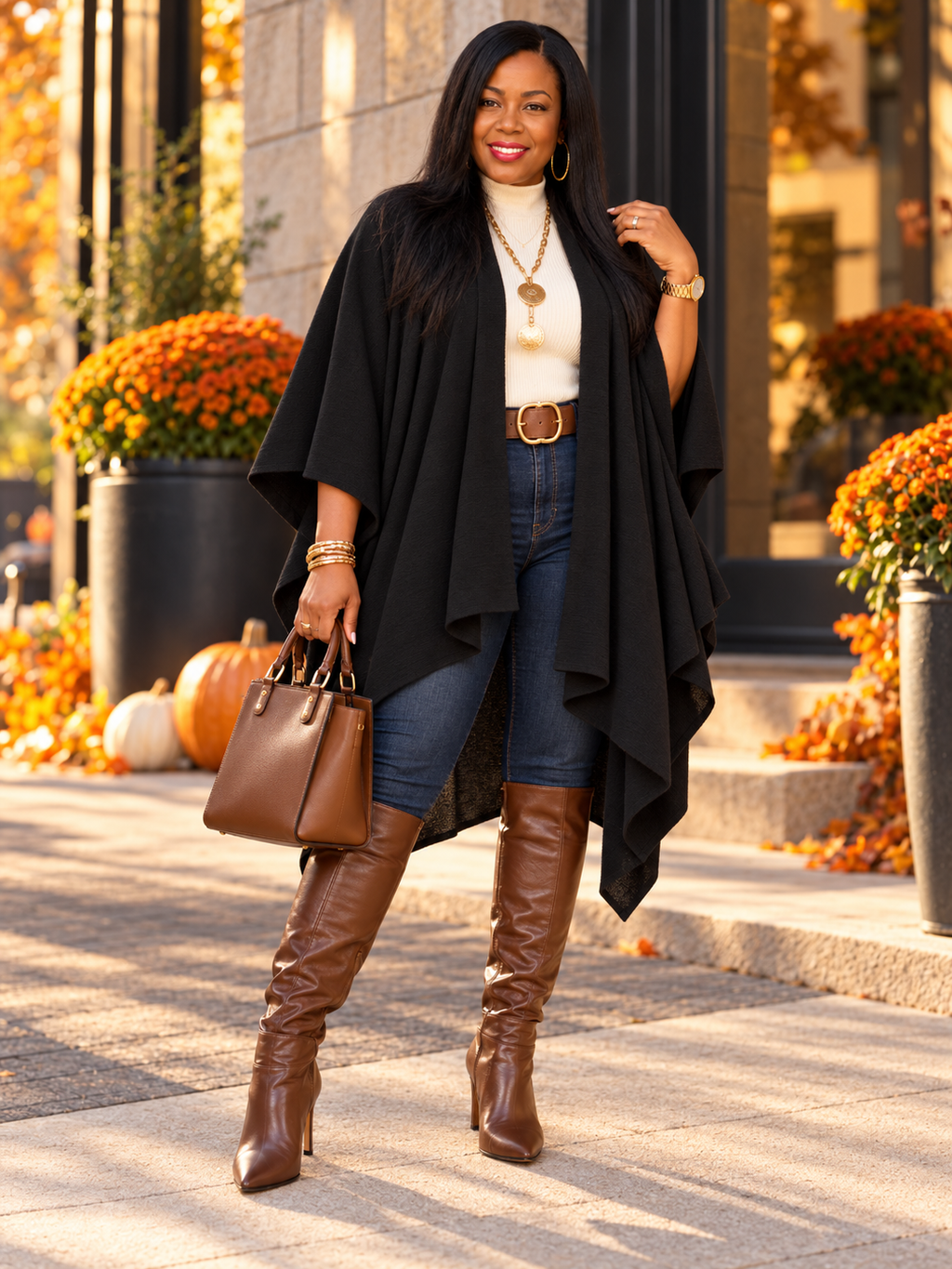 Flowy Draped Poncho Top