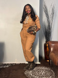Front Zipper Detail Elastic Waistband Jumpsuit