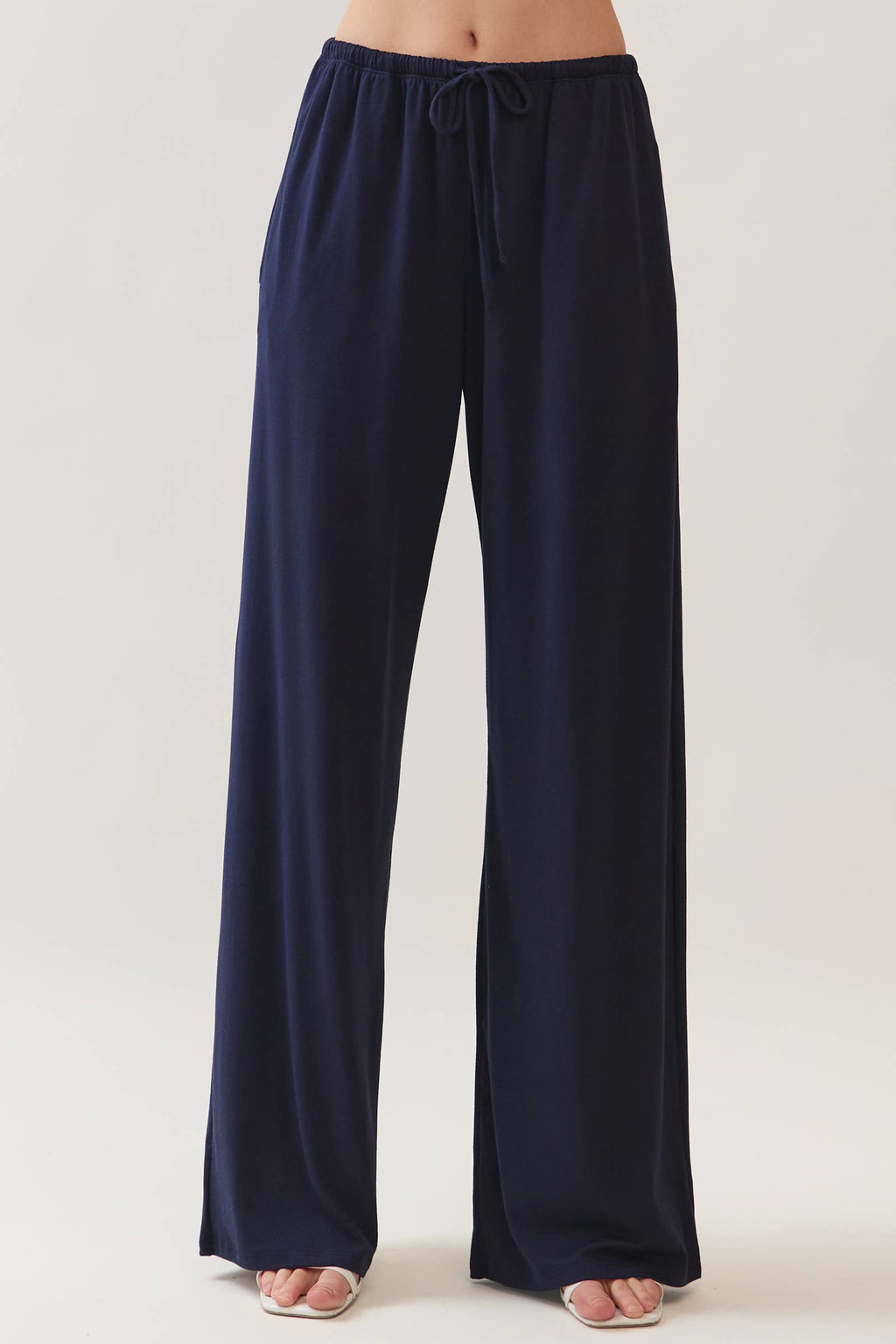 WIDE LEG DRAWSTRING ELASTIC PANTS