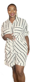 Striped Long Sleeve Top and Shorts Set