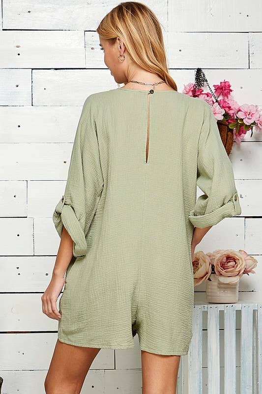 Casual Women's Three Quarter Sleeve Romper
