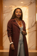 Curvy Long Sleeve V-Neck Lapel Collar Trench Coat with