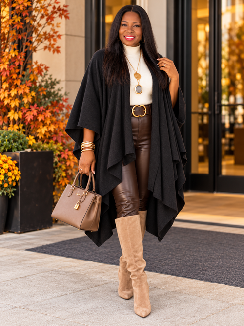 Flowy Draped Poncho Top