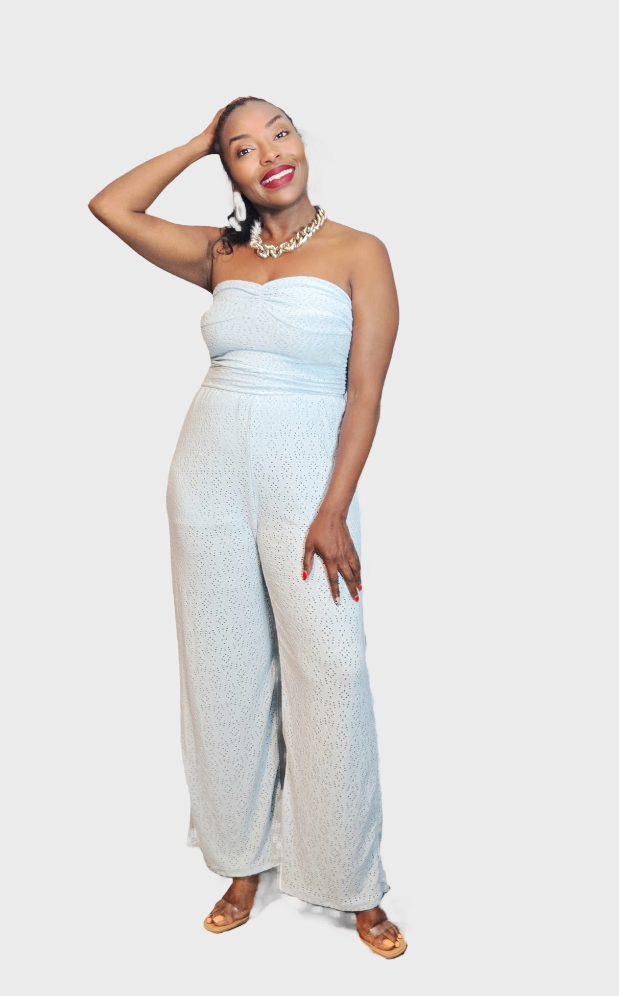 Ruched Tube Palazzo Jumpsuit