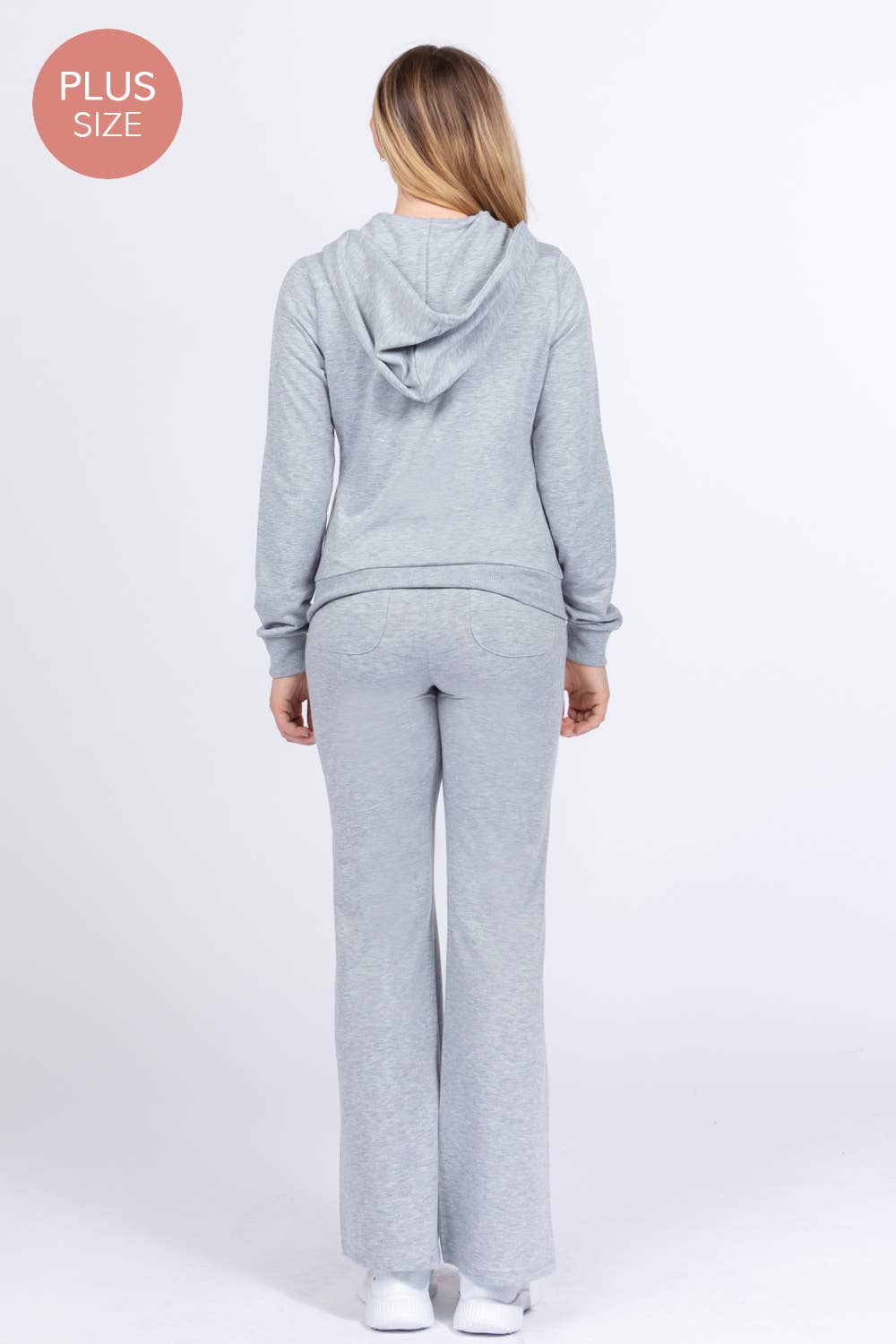 [PLUS SIZE] Long Slv Hoodie Jacket & Pants Sweatsuit Set