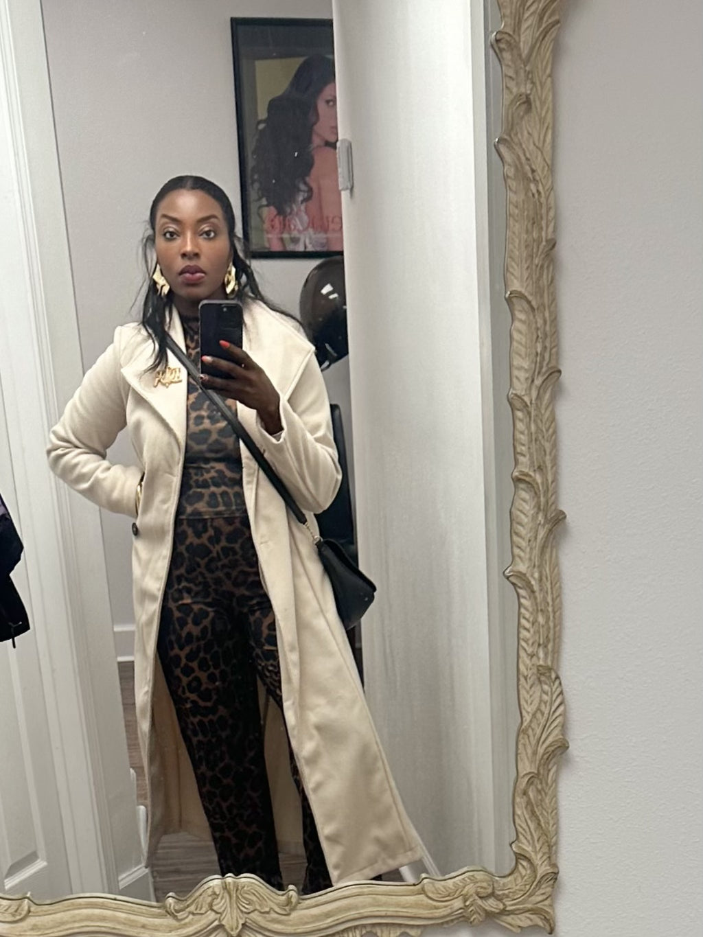 Leopard Print Round Neck Longsleeve Shirt and Pants Set