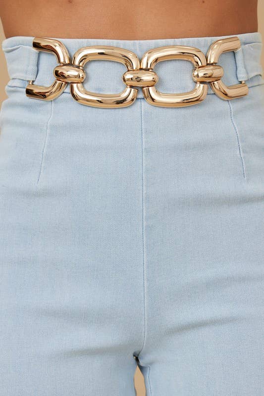 High Waist Washed Denim Pant