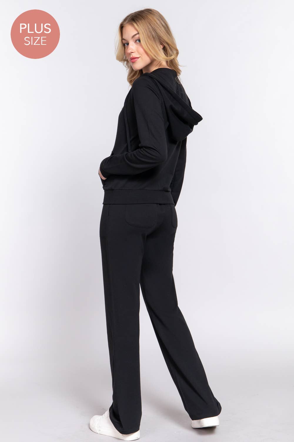 [PLUS SIZE] Long Slv Hoodie Jacket & Pants Sweatsuit Set