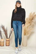 Mock Neck Sherpa Kangaroo Pocket Top