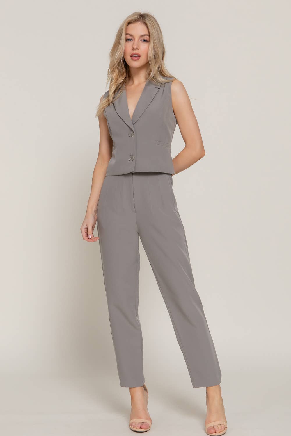 Notched Collar Woven Vest