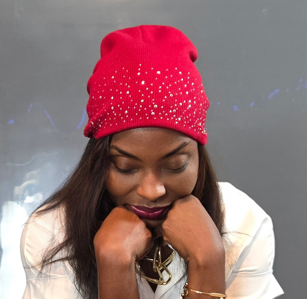Red Rhinestone Beanie