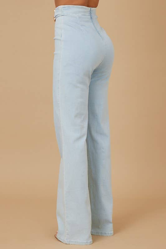 High Waist Washed Denim Pant