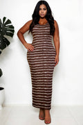 Curvy Tie Dye Printed Tank Bodycon Maxi Dress