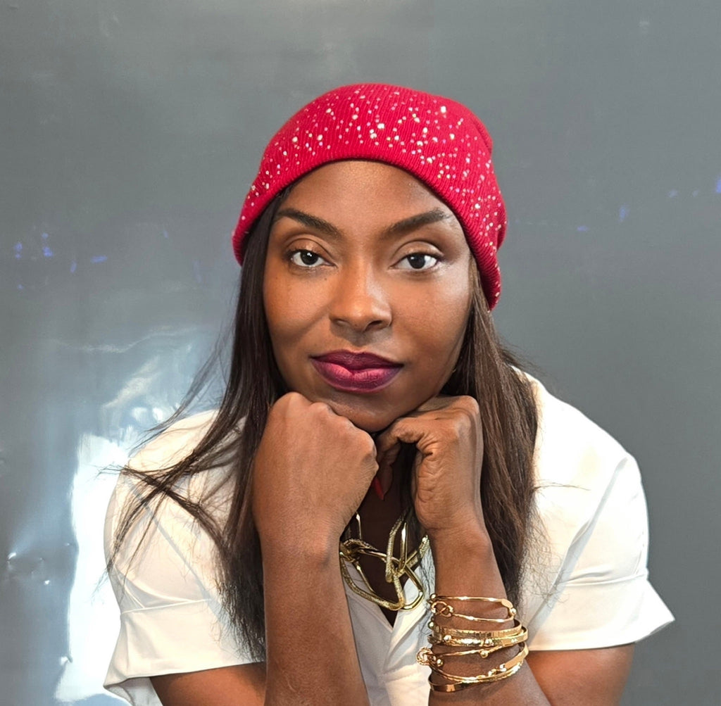 Red Rhinestone Beanie