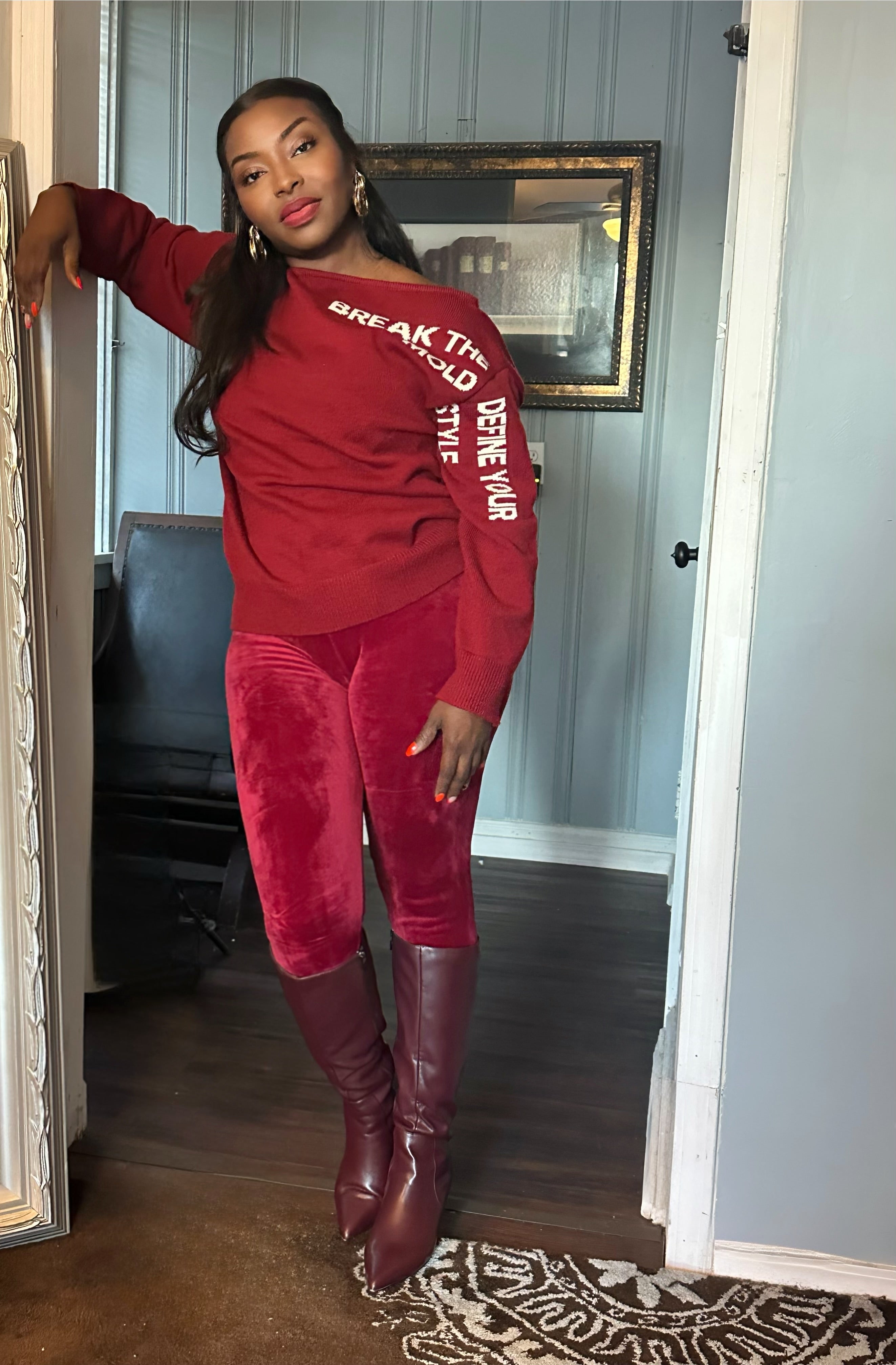 Fleece Lined Velvet High Waist Leggings