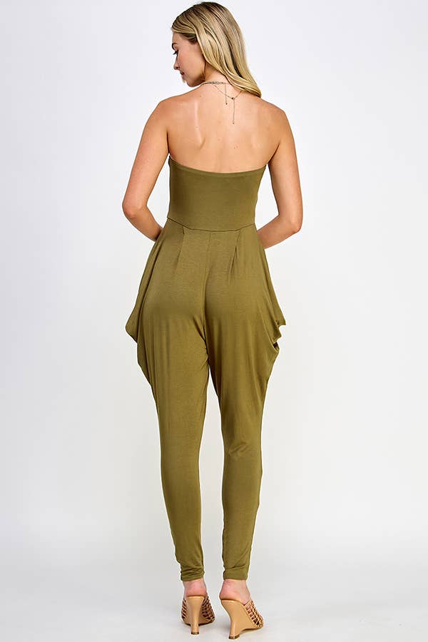 Waterfall Drop Shape Detail Pants Tube Jumpsuit