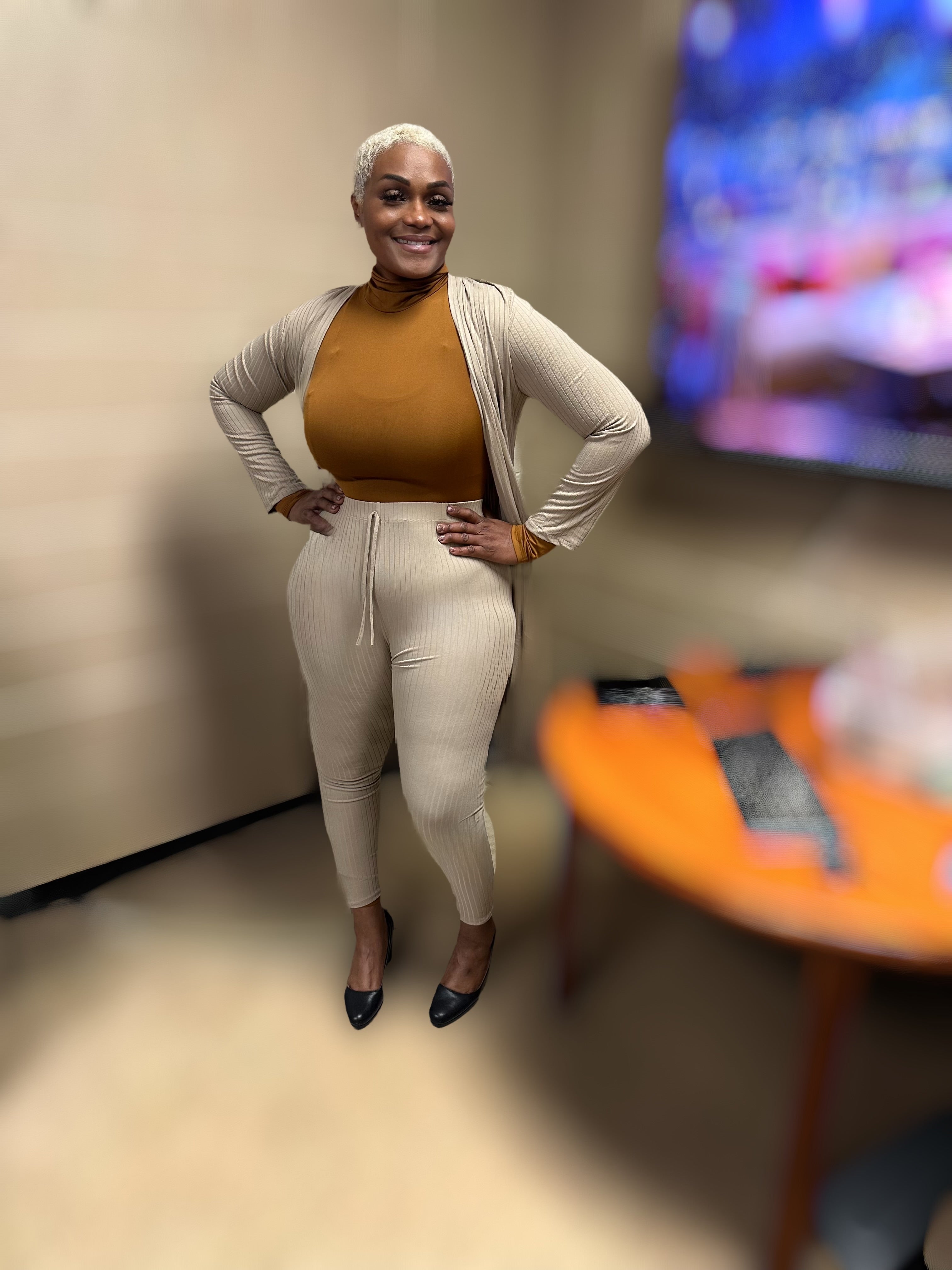 Plus Size Long Sleeve Cardigan & Pants Set