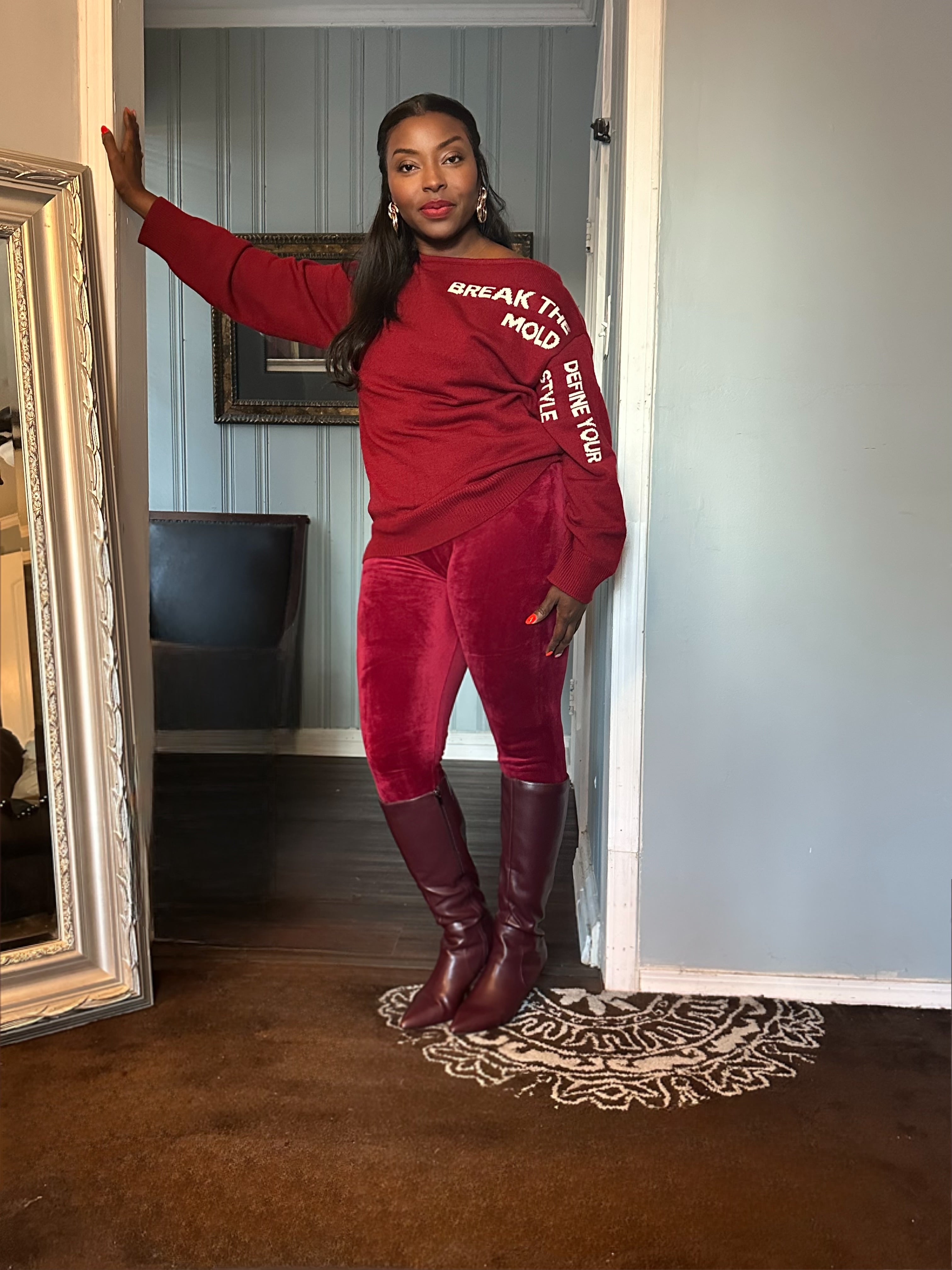 Fleece Lined Velvet High Waist Leggings
