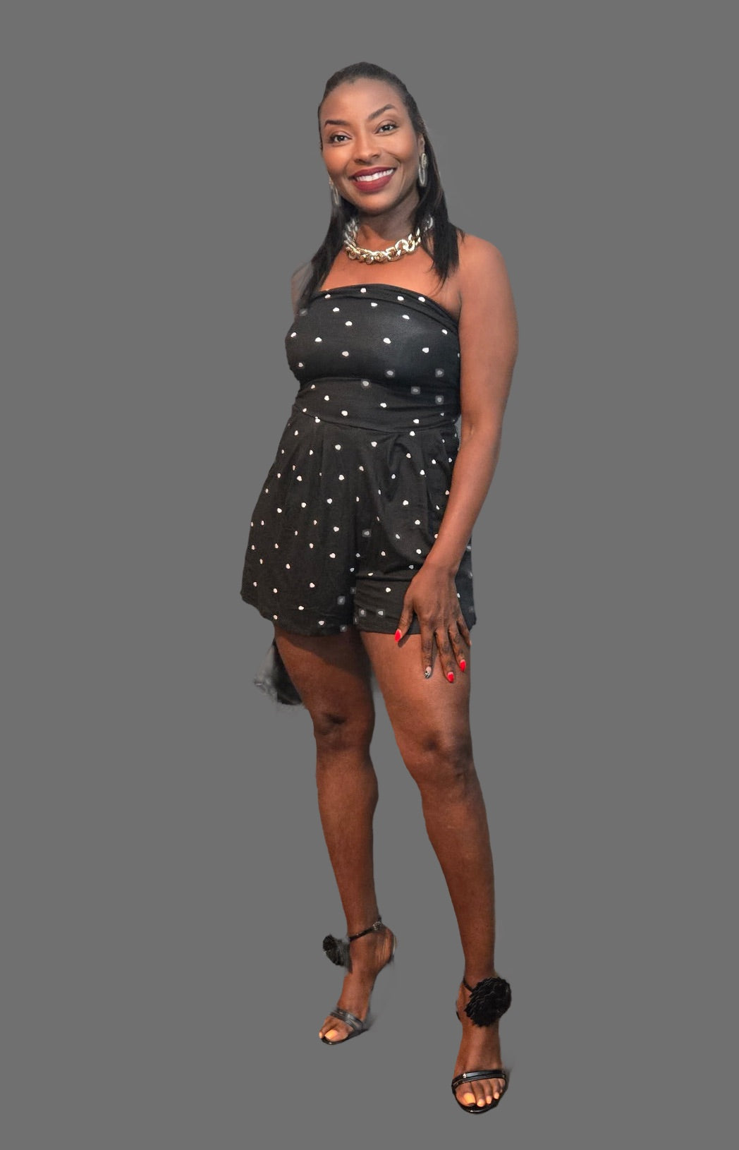 Heart Print Tube Romper