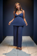 WIDE LEG DRAWSTRING ELASTIC PANTS