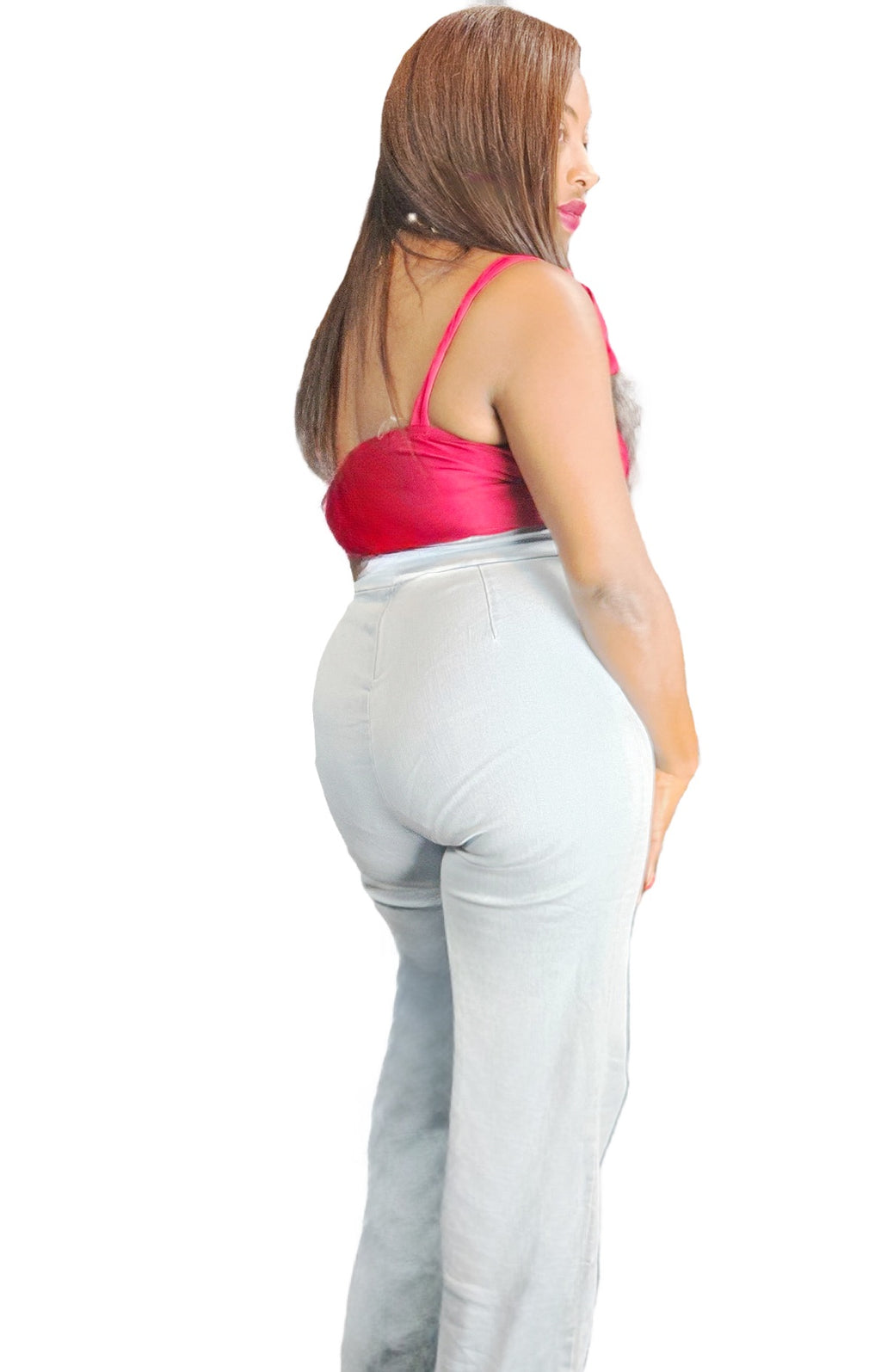 High Waist Washed Denim Pant