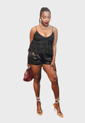 Plunging Tiered Lace Babydoll Cami Top