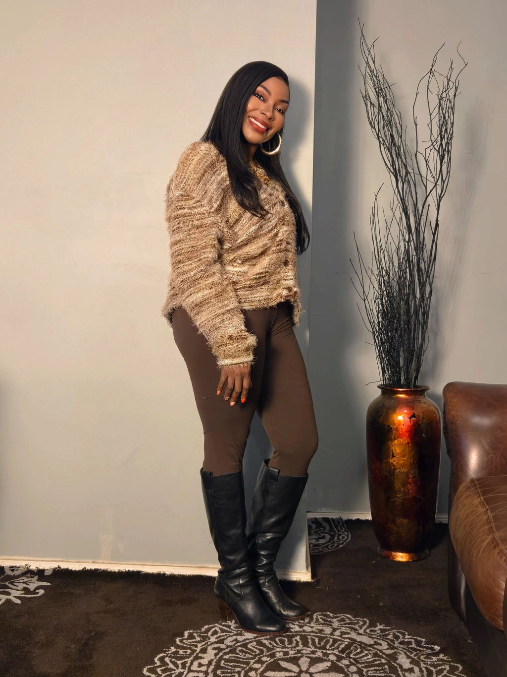 Mocha Fuzzy Sweater