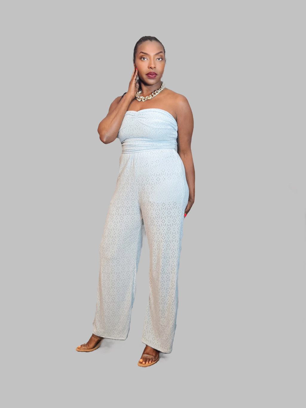 Ruched Tube Palazzo Jumpsuit