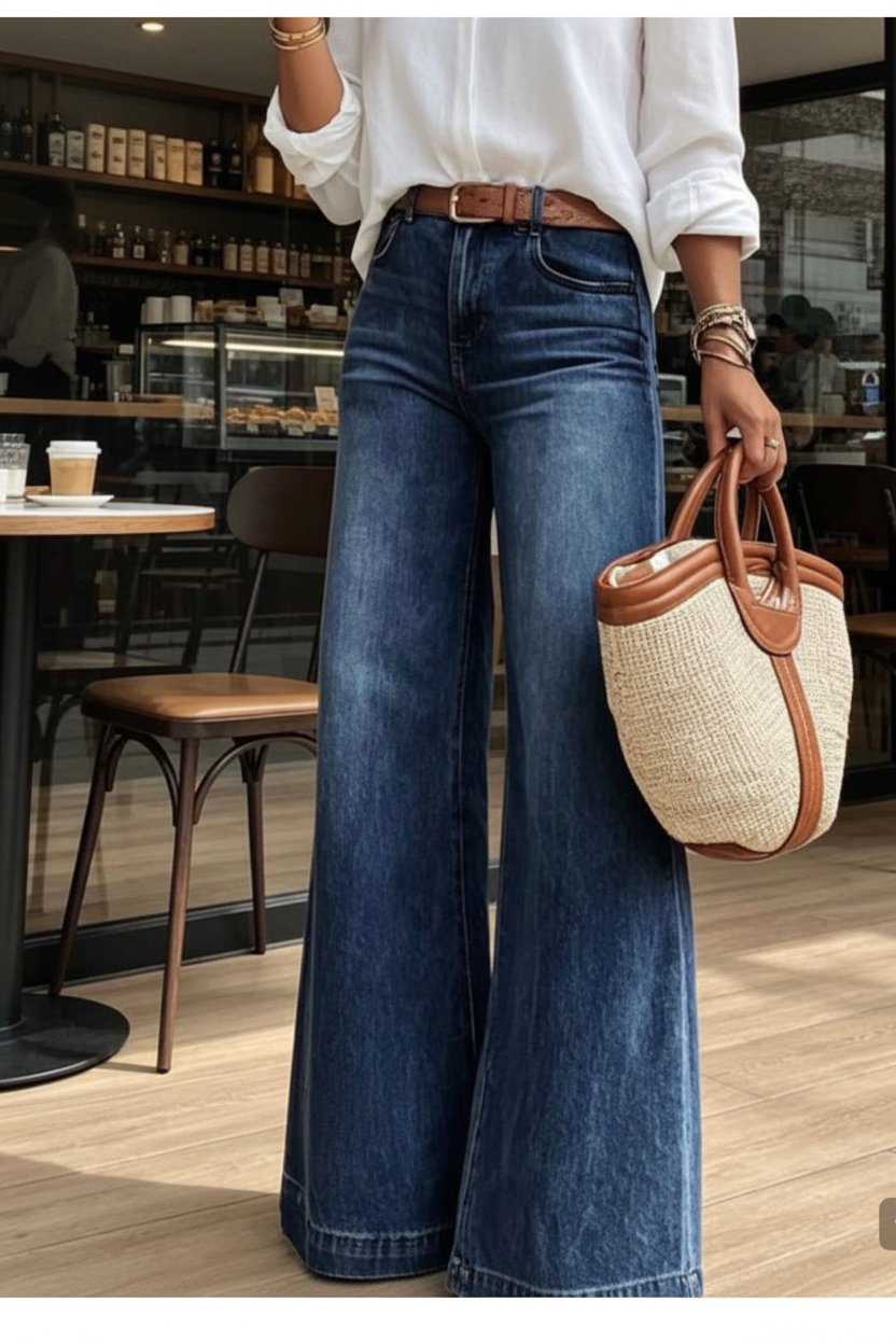 Curvy High Waisted Wide-Leg Jeans