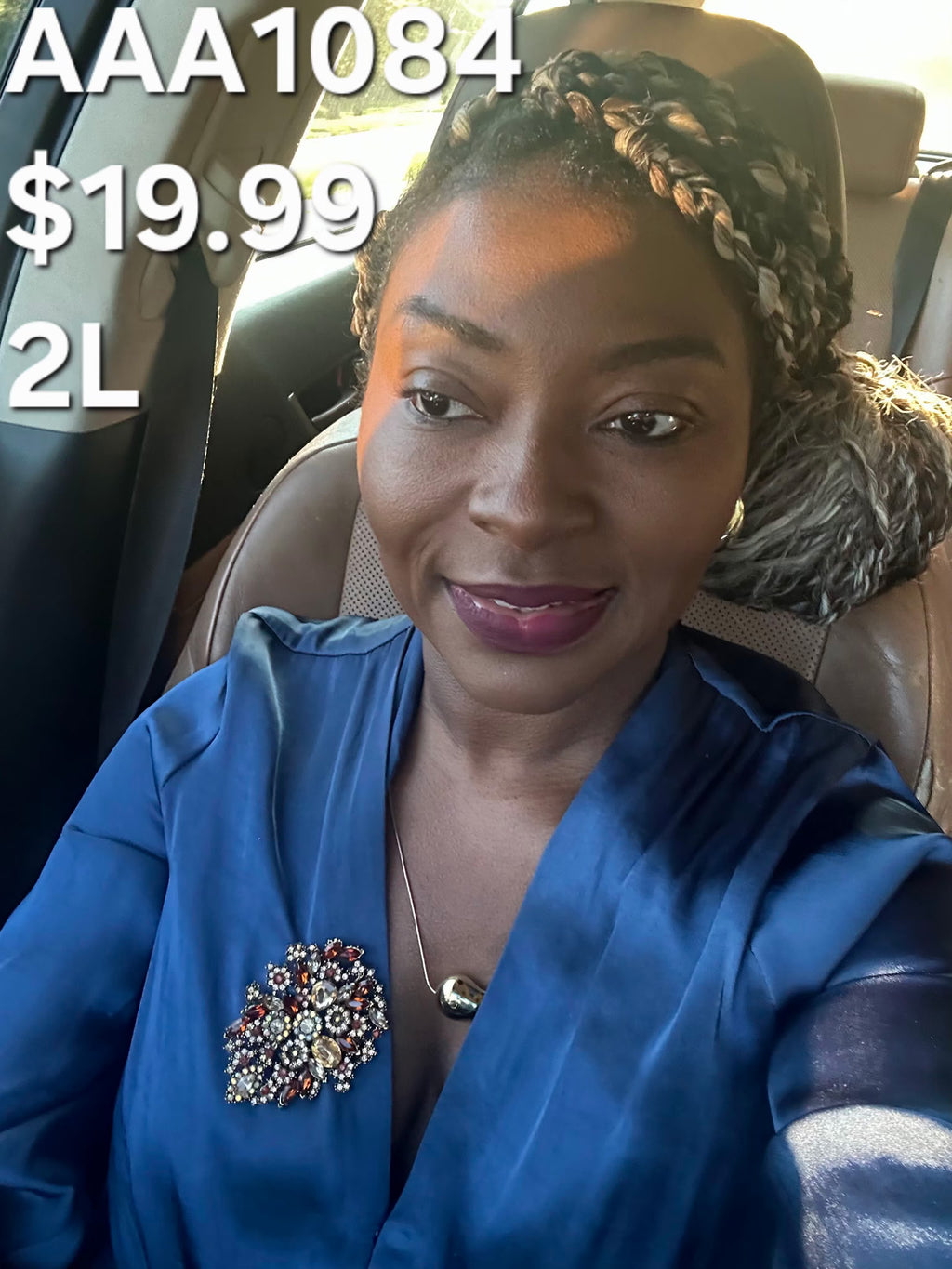 Blue Satin Tie-Neck Jumpsuit