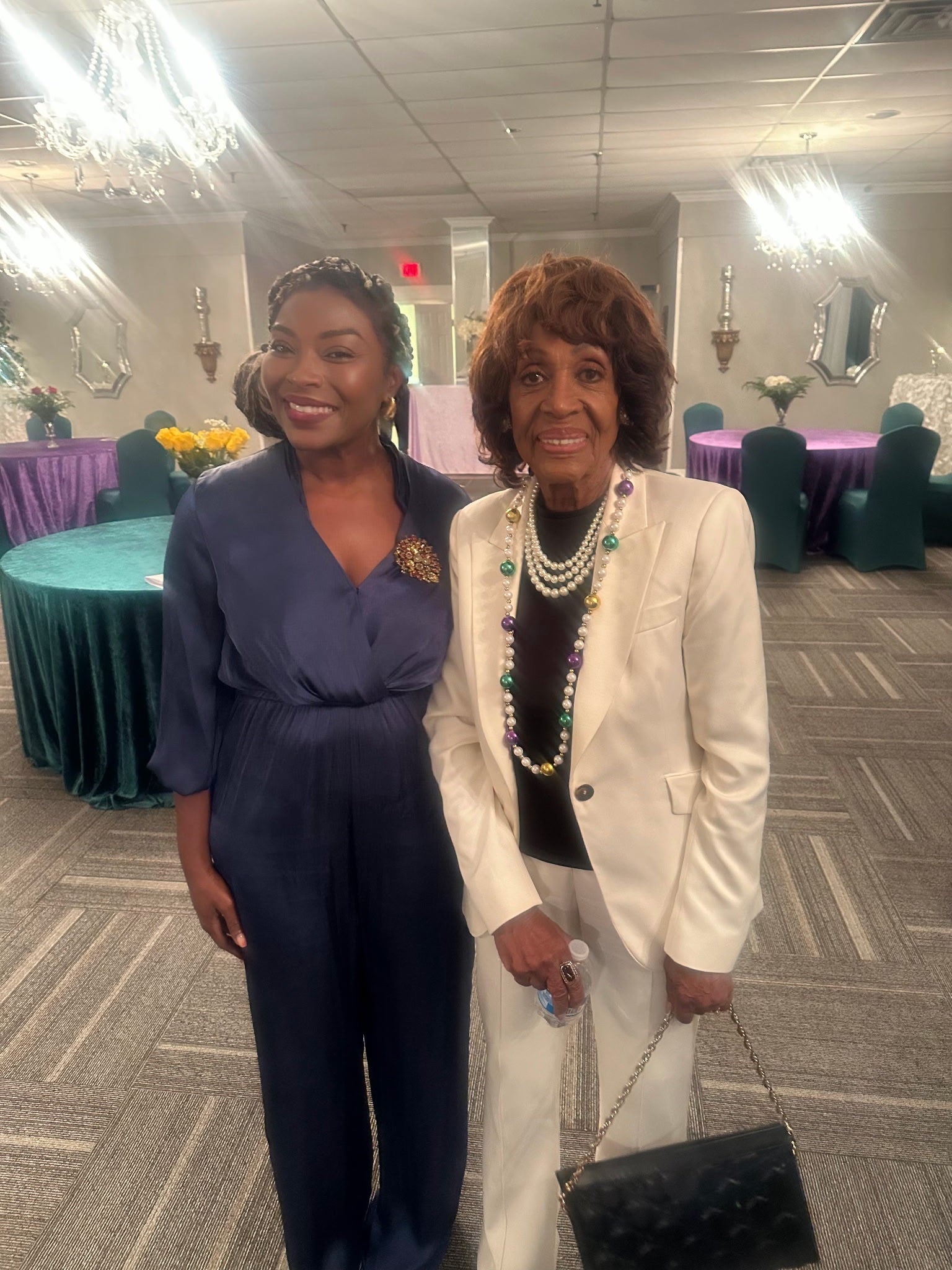 Blue Satin Tie-Neck Jumpsuit