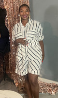 Striped Long Sleeve Top and Shorts Set