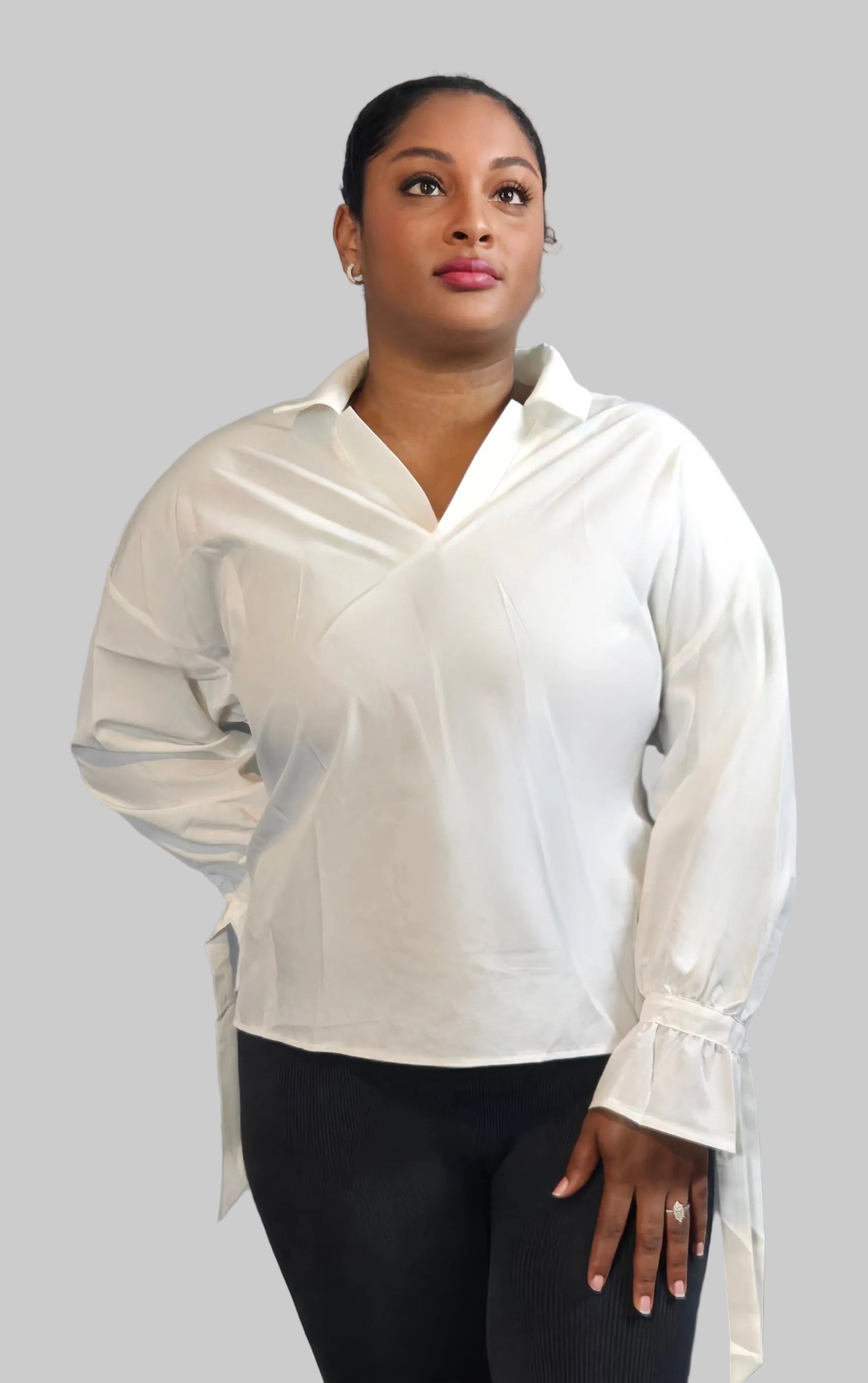 Collared Frill Sleeve Blouse