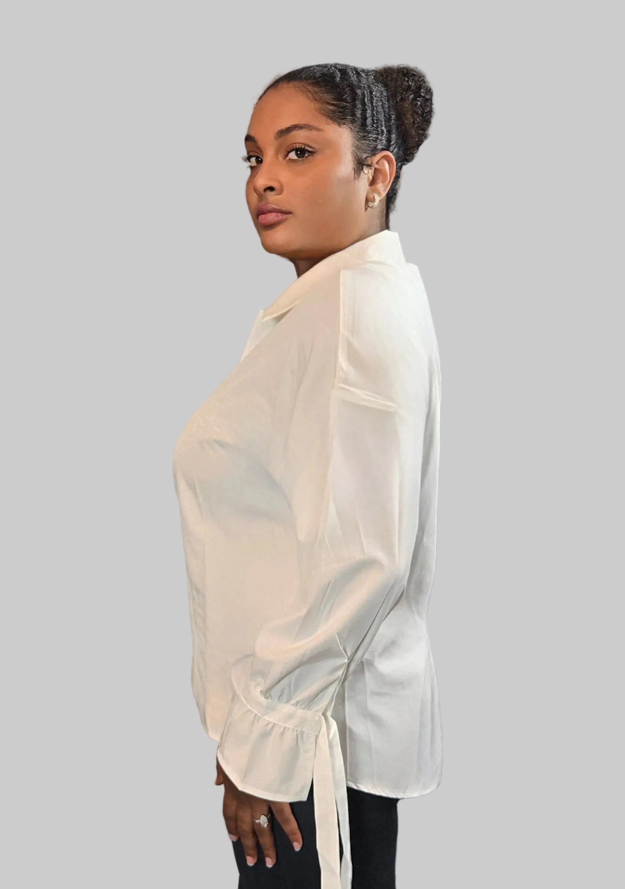 Collared Frill Sleeve Blouse