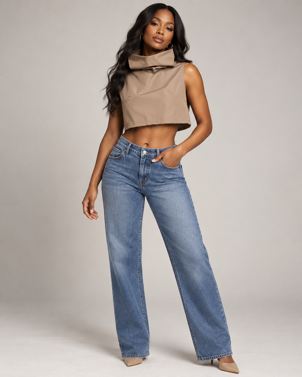 Modern Muse Sculpted Crop Top — Mocha