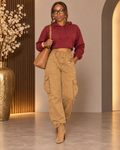 Ruby Long Sleeve Hooded Drawstring Hem Crop Top
