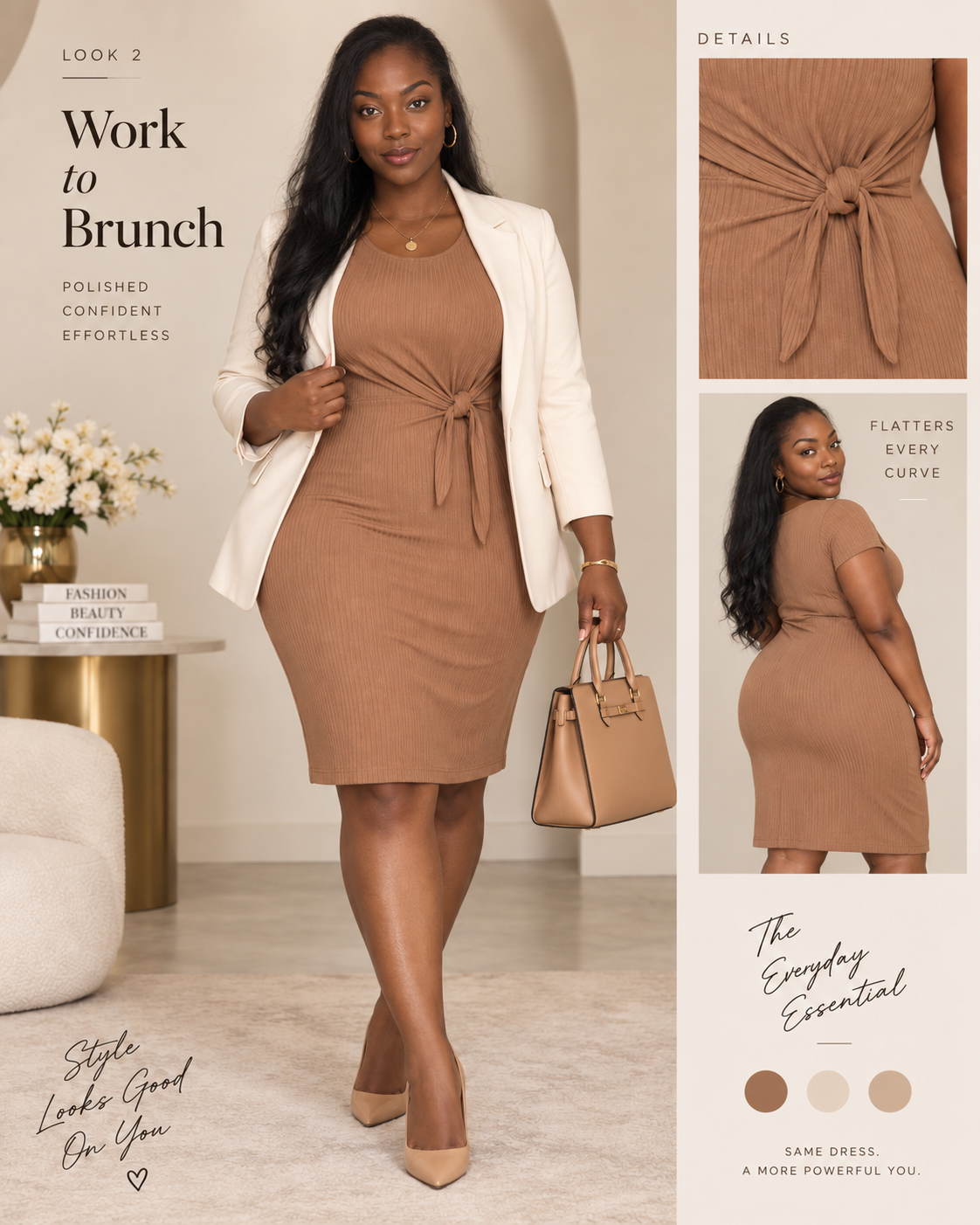 Curvy Mocha Moment Side-Tie Dress
