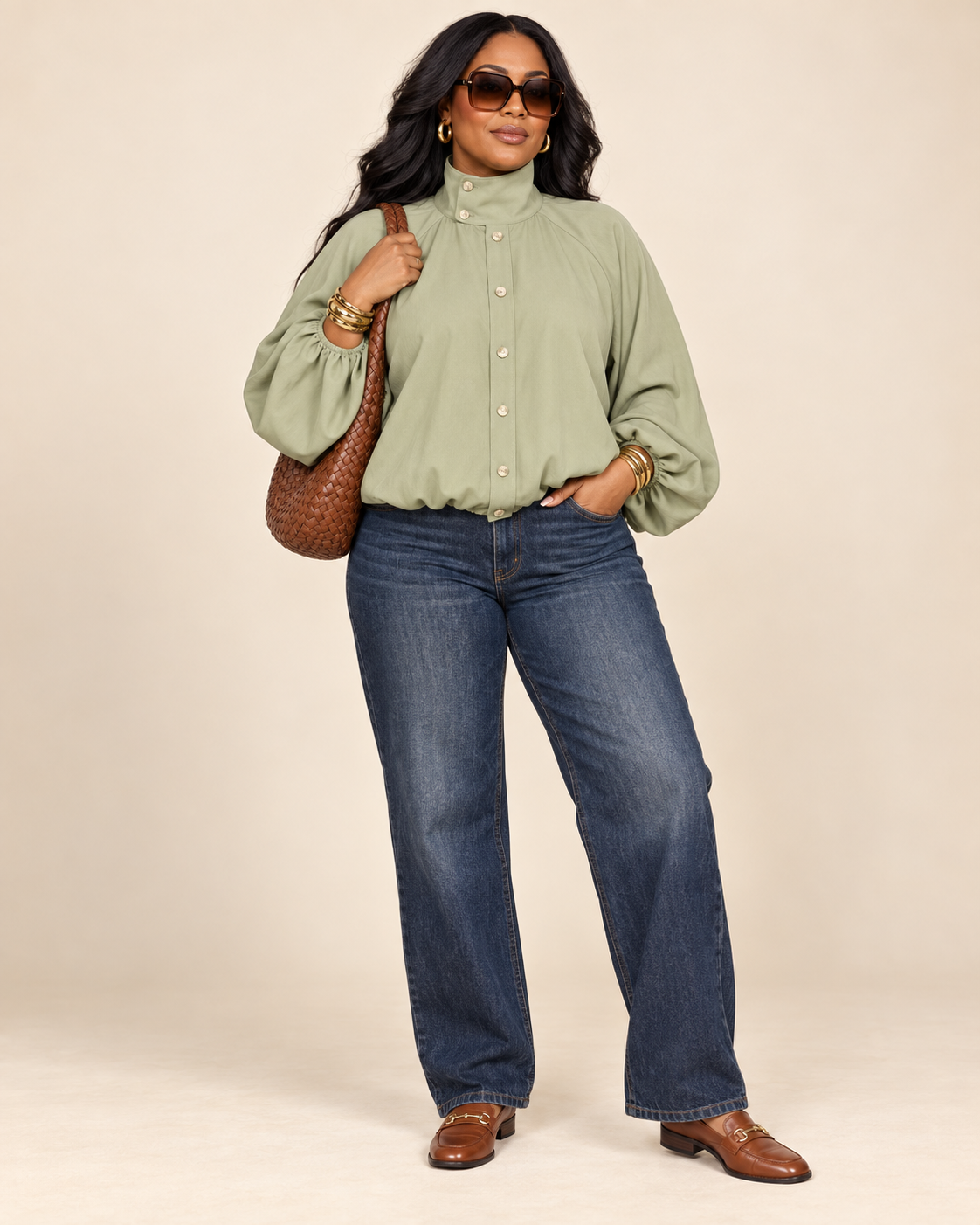 Sage Sophistication Statement Blouse