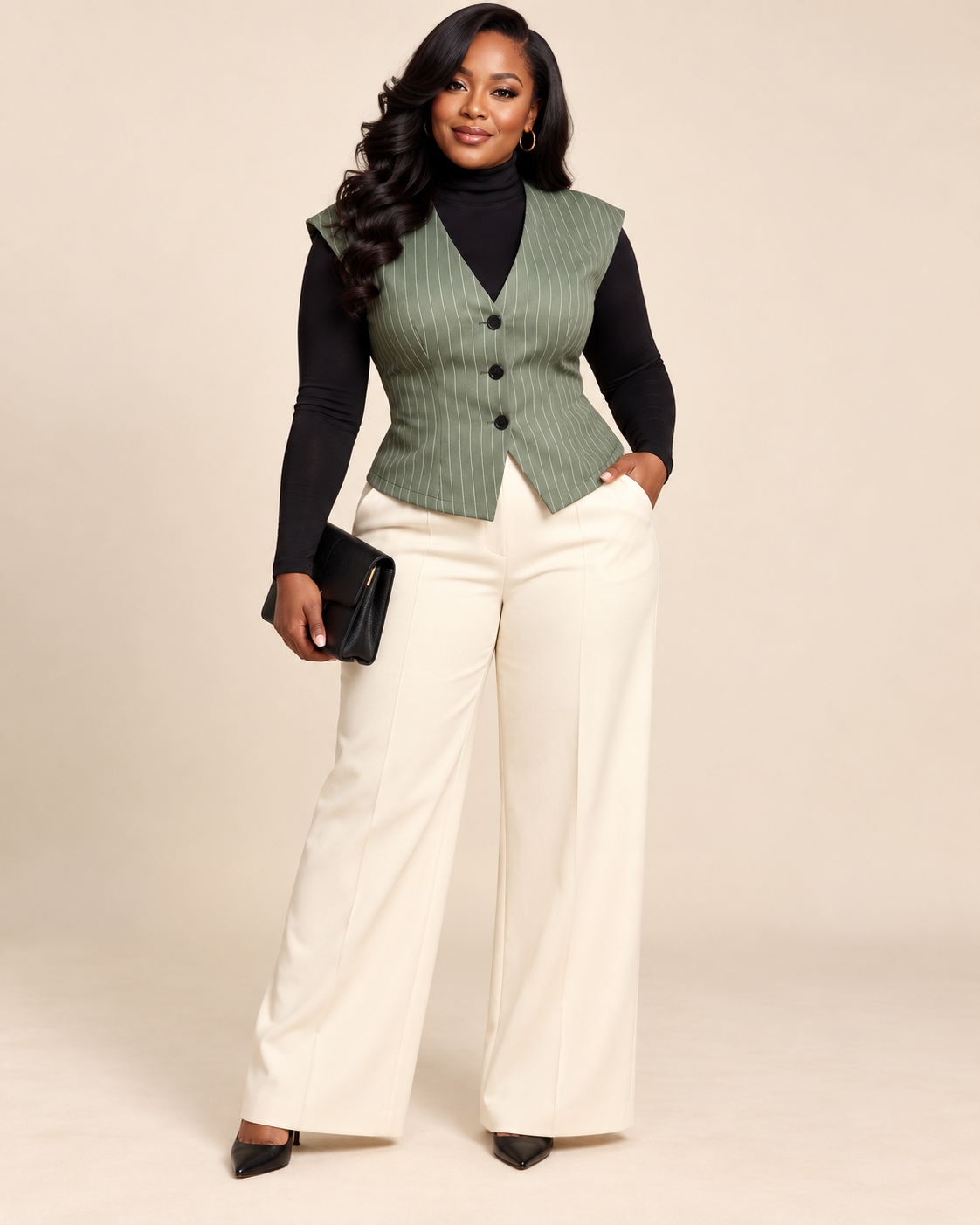 The Curvy Boardroom Chic Pinstripe Vest
