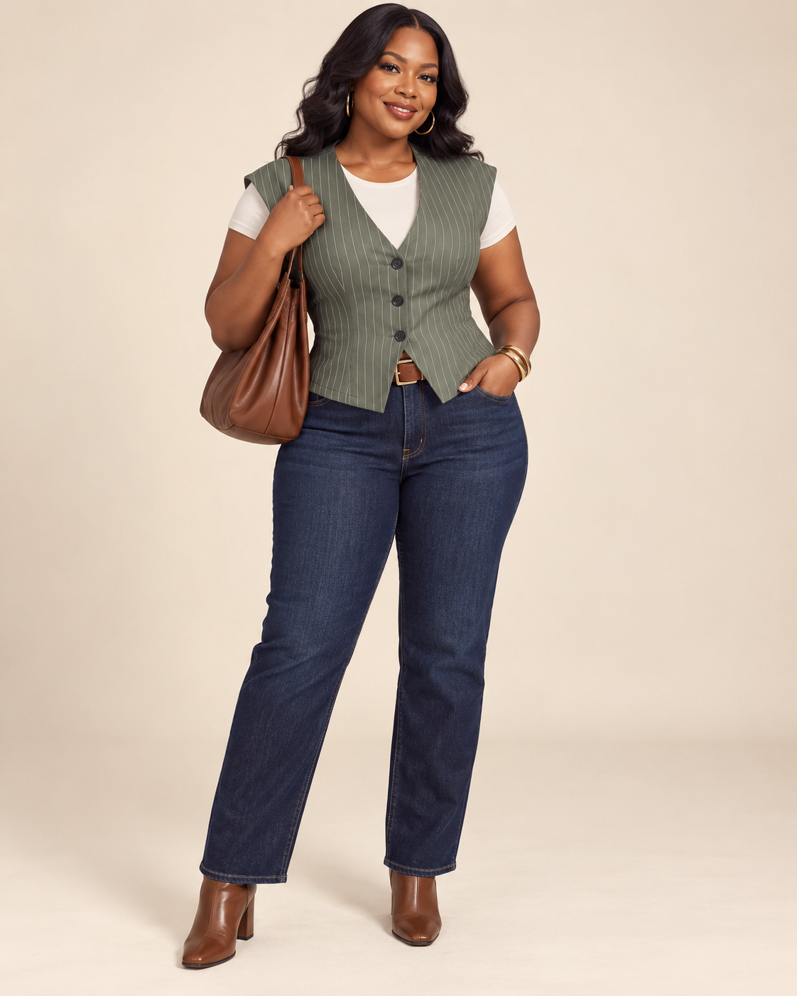 The Curvy Boardroom Chic Pinstripe Vest
